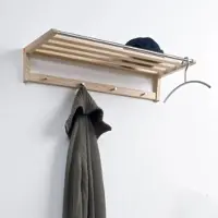 Caritas Wendelstein Wandgarderobe Gaston Esche/Edelstahl braun, Designer Hoisl & Bieger, 72x14x30 cm