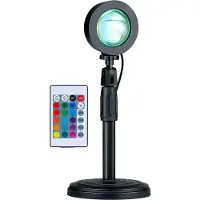 Grundig Sunset Lamp - Sonnenuntergang Lampe mit Fernbedienung - LED Lampe 16 Farben - Tischlampe und Nachttischlampe mit USB-A Anschluss - 27x11.4x11.4 cm - Schwarz