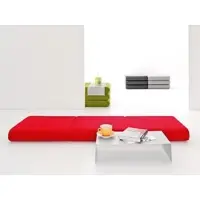 Softline Hocker Bingo Filz rot/Aluminium, Designer Michiel van der Kley, 65x12x65 cm