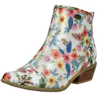 LAURA VITA Damen Stiefelette Blumenprint mit Pailletten Boots HICNIO 25, Größe:40 EU, Farbe:Rot