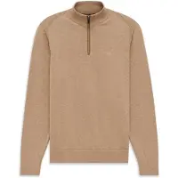 Bugatti Troyer "Regular Fit", Herren, Gr. S, 40, beige, Sweatware, 100% Baumwolle, unifarben, regular fit, ohne Ausschnitt, Pullover Troyer, aus Baumwolle mit Stehkragen