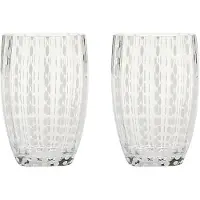 Zafferano Perle Transparentes Glas - mundgeblasenes farbiges Glas, 32 cl, handgefertigt - Set mit 2 handgefertigten Bechern für Wasser oder Cocktails
