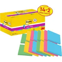 Post-It Haftnotizen Super Sticky Z-Notes R330S16, B 76 x T 76 mm, PEFC-Papier, farbig, 14 + 2 Blöcke gratis Blöcke, 90 Blatt/Block