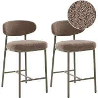 Beliani Barstuhl 2er Set Taupe Bouclé Stoff Metallbeine Ohne Armlehnen Retro Stil Modernes Design Minimalistischer Stil Barhocker Tresenhocker