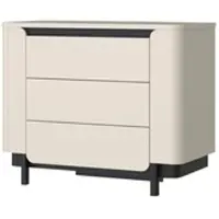 Forte VODOL Kommode 90 100, moderne Kommode mit 3 Schubladen und abgerundetem Eckendesign, Holzwerkstoff, Kaschmir|Beige , 95,6 cm breit x 77,9 cm hoch x 44,8 cm tief