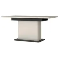 Forte VODOL Esstisch 160, moderner Esstisch, ausziehbar, Holzwerkstoff, Kaschmir|Beige| Schwarz, 160 (200) cm breit x 75,4 cm hoch x 90 cm tief