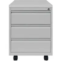 LÜLLMANN Rollcontainer, Frontgriffleiste, 3 Schubladen, 620 x 460 x 590 mm, lichtgrau