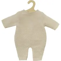 Heless Puppen-Strickstrampler aus 100 % Bio-Baumwolle, ecru, Gr. 35-45 cm