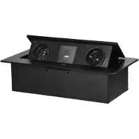 ORNO In die Tischplatte eingelassene Möbelsteckdose mit flachem gefrästem Rand und USB-Ladegerät, 2x2P+Z
