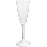 Monouso - Mehrweg Sektglas aus PS Fuß Weiß 120ml 2-teilig (20 Stück)