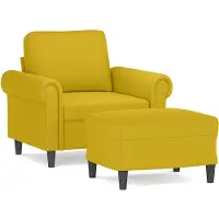 vidaXL Sessel mit Hocker Gelb 60 cm Samt