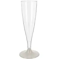 Monouso - Mehrweg Durable Sektglas aus PS Fuß Grau 140ml 2-teilig (6 Stück)