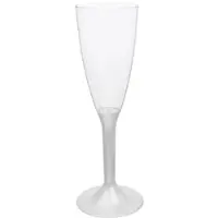 Monouso - Mehrweg Sektglas aus PS Fuß Weiß 120ml 2-teilig (20 Stück)