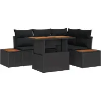 vidaXL Garten-Sofa-Set 5 Stk. Schwarz Poly Rattan