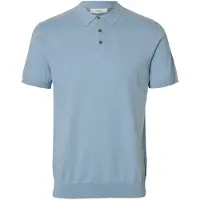 Selected Herren Polos & T-Shirts Slhberg Ss Knit Polo Noos - Lichtblauw - Größe M