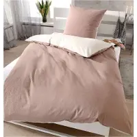 Janine Soft-Seersucker Uni Wendebettwäsche taupe/ecru 200x200 cm + 2x 80x80 cm