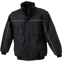 James & nicholson Unisex Workwear Jacke mit abnehmbaren Ärmeln Bundjacke JN810 black/black XXL