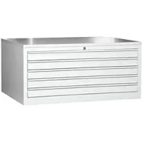 Gürkan G-Office Planschrank MPC/5, lichtgrau, DIN A1, aus Metall, 90% Teilauszug, 113 x 53 x 83 cm, 5 Schubladen