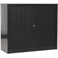 Gürkan G-Office Rollladenschrank SDC.1012, aus Metall, abschließbar, 120 x 105 x 46 cm (B/H/T), schwarz, 2 Böden