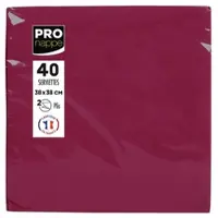 PROnappe SV623808I 30x Packung mit 40 Servietten, mikrogeprägt, Tissue, 2-lagig - 38x38cm - Bordeauxrot