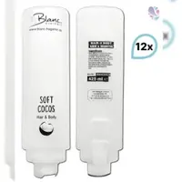 Blanc HYGIENIC SET: Professionelles Shampoo-Duschgel-Set – 12x425 ml – verschied. Düfte – Wandhalterung in Weiß, Schwarz oder Chrom optional
