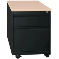 LÜLLMANN Rollcontainer, Frontgriffleiste, 2 Schubladen, 620 x 460 x 590 mm, schwarz/ahorn