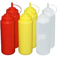 GVK Je 2 Stück rot, gelb,transparente Quetschflaschen 1 Liter Dosierflasche Spenderflasche Dressingflasche