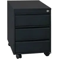 LÜLLMANN Rollcontainer, Frontgriffleiste, 3 Schubladen, 610 x 460 x 790 mm, tiefschwarz