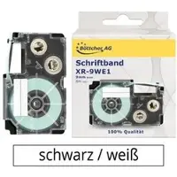 Böttcher-AG Schriftband für Casio XR-9WE1, 9mm, Länge 8m, schwarz auf weiß
