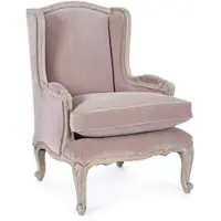Bizzotto Sessel Lorelie aus Samt-Optik, barockes Design, rosa, gepolstert mit Mangoholz-Gestell