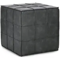Bizzotto Pouf Larisa aus Kunstleder, klassischer Stil, dunkelgrau, quadratisch, weich gepolstert