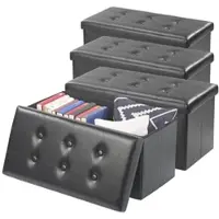 INFACTORY 4er-Set faltbare 2in1-Sitzbänke und -truhen, 80 l, bis 300 kg, schwarz