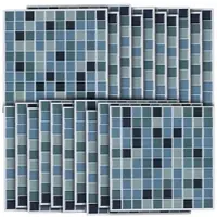 INFACTORY Selbstklebende 3D-Mosaik-Fliesenaufkleber "Aqua", 26 x 26 cm, 20er-Set