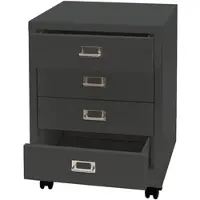 Proregal Rollcontainer | HxBxT 55x40x41cm | Metall 4 Schubladen | Dunkelgrau | Schubladenschrank Stahlschrank Aktenschrank