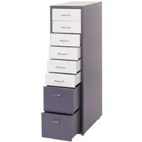 Proregal Rollcontainer Housten | HxBxT 110x28x41cm | 8 Schubladen | Dunkelgrau Weiß-Dunkelgrau | Schubladenschrank Stahlschrank