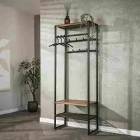 Feeling4Home Garderobenmöbel Onul 70 cm Metall Bronze mit Ablagen in Eichenoptik