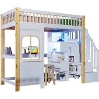 MODFU Wohnwand Wohnzimmermöbel-Set mit TV-Ständer, vertikalem Präsentationsständer mit 2 offenen Trennwänden, stehend & hängend, Weiß+Holzfarbe