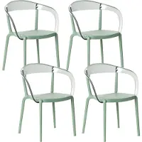 Beliani Gartenstühle 4er Set Grün Kunststoff mit Armlehnen Indoor Outdoor Stapelbar Moderner Stil Esszimmerstühle Plastikstühle