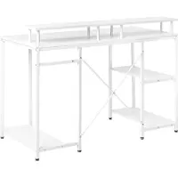 Beliani Schreibtisch Weiß MDF-Platte mit Metallgestell Monitorablage Regalen Rechteckig 120x60 cm Modern Homeoffice Tisch Bürotisch Arbeitstisch