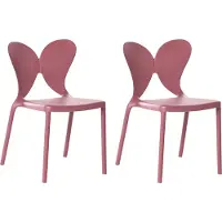 Beliani Gartenstühle 2er Set Rosa Kunststoff Schmetterlingsform Indoor Outdoor Stapelbar Moderner Stil Esszimmerstühle Plastikstühle
