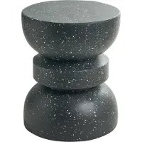 Beliani Beistelltisch Schwarz MgO und Glasfaser Rund 37 cm Terrazzo Optik Sanduhrform Modern Outdoor Couchtisch Wohnzimmer Ausstattung Möbel