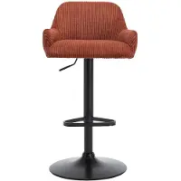 Vente-unique Barhocker 2er-Set höhenverstellbar - Cord & schwarzes Metall - Terrakotta - LILIYA
