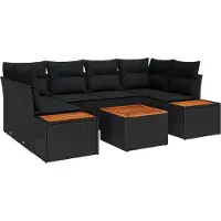 vidaXL Garten-Sofa-Set 7 Stk. Schwarz Poly Rattan