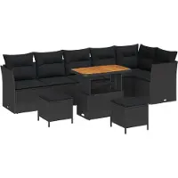 vidaXL Garten-Sofa-Set 9 stk. 6-Sitzanzahl Schwarz