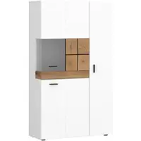 Die Möbelfundgrube Highboard mit Glastür weiß Hochglanz - Eiche 82 cm - ORETA