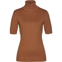 Bonprix Kurzarmpullover "Rollkragenpullover, Kurzarm" im Feinstrick-Baumwoll-Mix, mit hohem Rollkragen