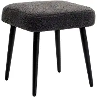 MODFU Fußhocker Polyester in Dunkelgrau mit Stahlbeinen, 42x42x47 cm, weich gepolstert