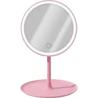 Avizar , Runder LED-Schminkspiegel mit Frontbedienung, Rosa