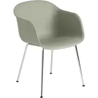 Muuto Fiber Armchair, tube base, dusty green / chrome