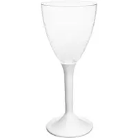 Monouso - Mehrweg Weinglas aus PS Fuß Weiß 180ml 2-teilig (20 Stück)